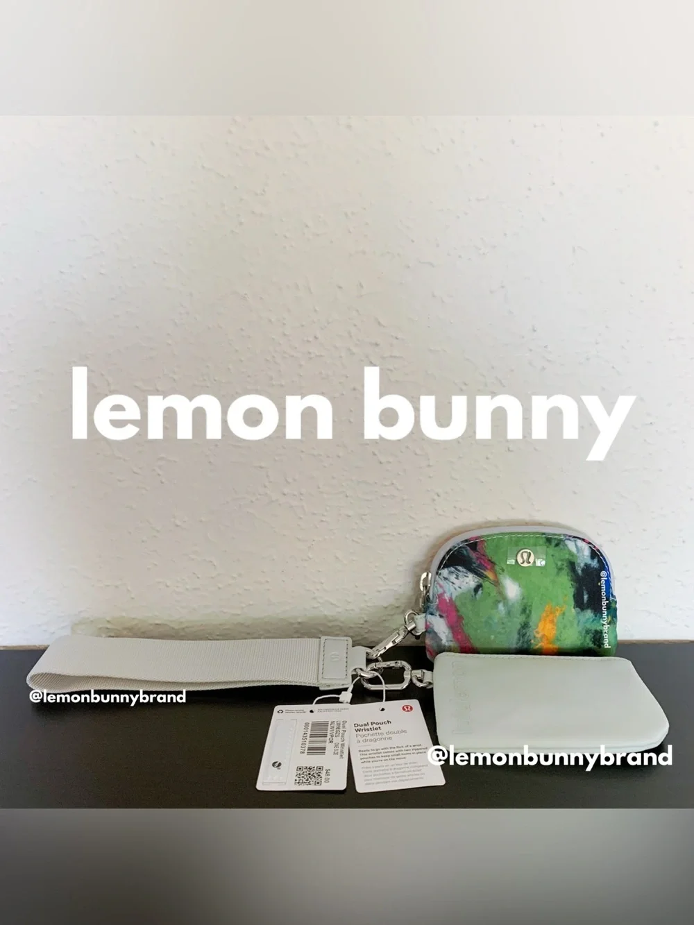 🎨🤍🎨 8 lululemon Dual Pouch Wristlets in No Limits White Multi Mystery Patterns